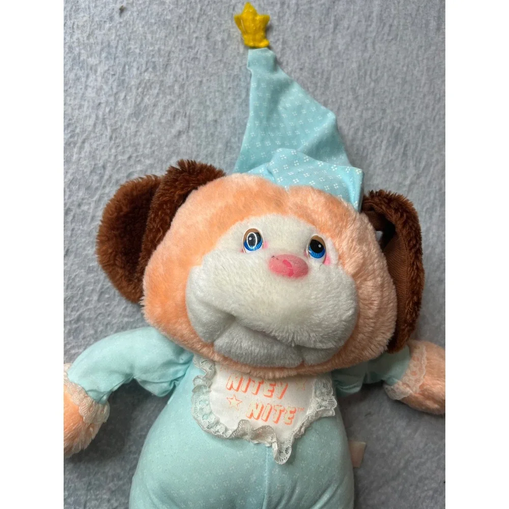 Commonwealth vintage Nite Nite Sleepy‎ Dog Plush Toy Light Blue Pajamas Star Hat